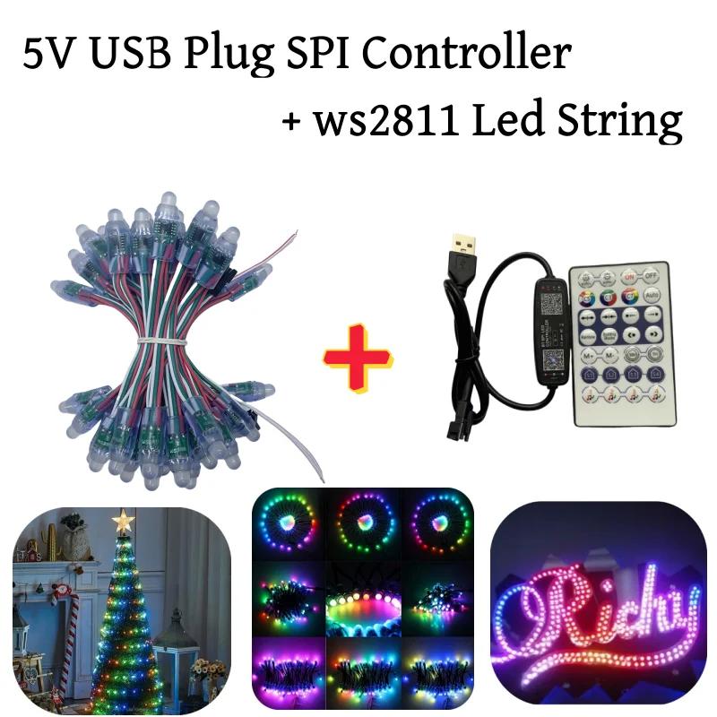 Ǯ ÷ 巹 ȼ Ʈ, WS2811 IC RGB, 5V USB LED , RF Ʈѷ ŰƮ,  , Ʈ , 50 , 12mm
